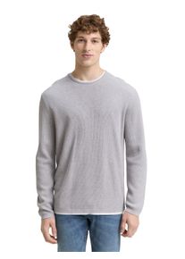 Strickpullover Tom Tailor Denim, Damen, Gr. M, light stone grau melange, Strick, Obermaterial: 100% Baumwolle, meliert, regular fit taillenbedeckt, Rundhals, Pullover Strickpullover, mit 2-in-1 Ausschnitt