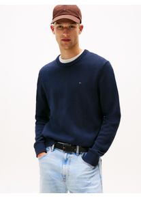 Rundhalspullover Tommy Jeans, Herren, Gr. XL, schwarz night navy, Sweatware, Obermaterial: 100% Baumwolle, slim fit normal, Rundhals, eingesetzt Rippstrickb&uuml;ndchen, Pullover Rundhalspullover, Slim fit mit Rundhalsausschnitt