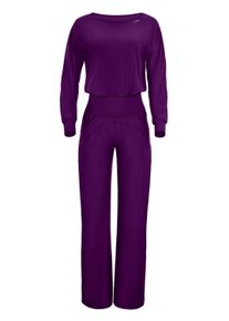 Jumpsuit WINSHAPE "JS101LSC", Damen, Gr. XXL, Normalgr&ouml;&szlig;en, lila (schwarz plum), 85% Polyester, 15% Elasthan, Rundhals, Overalls Jumpsuit, Functional Comfort