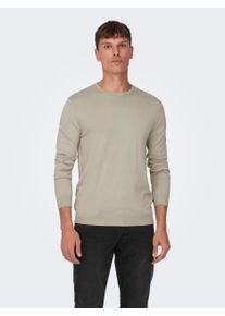 Only & Sons Rundhalspullover ONLY & SONS "ONSWYLER LIFE REG 14 LS CREW KNIT NOOS", Herren, Gr. XL, beige (silber lining), Feinstrick, Obermaterial: 78% Viskose, 22% Polyester, meliert, regular fit normal, Rundhals, Rippb&uuml;ndchen, Pullover Rundhalspullover, Viskosemischung, regular fit