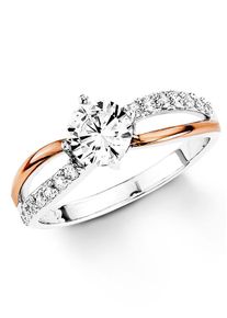 Silberring Amor "Schmuck Geschenk, Fingerring Verlobung" Gr. 58, rosa (ros&eacute;goldfarben, silber, 925), Fingerringe, Damen, 58, Silber 925 (Sterlingsilber), 5mm, Silberring, mit Zirkonia (synth.), Topseller
