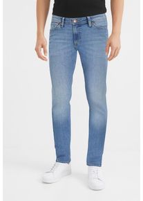 Jack & Jones Skinny-fit-Jeans JACK & JONES "JJILIAM Skinny Jeans mit Used-Waschung f&uuml;r schlanke Silhouette", Herren, Gr. 28, L&auml;nge 30, blau (blau denim), Denim/Jeans, Obermaterial: 57% Baumwolle, 22% Polyester, 20% Viskose, 1% Elasthan, Abriebeffekte, skinny fit, Jeans Skinny-fit-Jeans, Abriebeffekte, modisch, skinny fit, Baumwollmischung