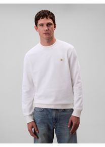 Sweatshirt Calvin Klein Jeans "400GSM TRRY BDG CRWN", Herren, Gr. XL, hellwei&szlig;, Sweatware, Obermaterial: 100% Baumwolle, l&auml;ssig geschnitten normal, Rundhals, B&uuml;ndchen, Sweatshirts Sweatshirt, Mit Rundhalsausschnitt