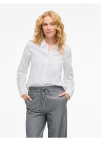 Langarmbluse Vila "VIDARMA L/S REGULAR SHIRT - NOOS", Damen, Gr. 38, hellwei&szlig;, Web, Obermaterial: 55% Polyester, 45% Baumwolle, unifarben, regular fit normal, 1-Knopf-Manschette, Blusen Langarmbluse