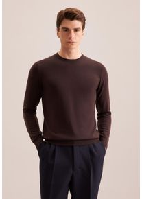 Pullunder Seidensticker "Schwarze Rose", Herren, Gr. M, dunkelbraun, 100% Wolle, unifarben, regular fit, Rundhals, Pullover Pullunder, 1/1 Rundhals Uni