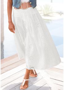 Maxirock Buffalo, Damen, Gr. 36, wei&szlig;, Web, Obermaterial: 100% Baumwolle. Futter: 100% Viskose, unifarben, figurumspielend kn&ouml;chelfrei, R&ouml;cke Maxirock, aus Spitze, Eyelet, Sommerrock, modische Lochstickerei