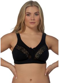 B&uuml;gelloser BH ELBRINA, Damen, Gr. 85, Cup B, schwarz, Spitze, Obermaterial: 95% Baumwolle, 5% Elasthan, unifarben, bequem, BHs B&uuml;gelloser BH, mit Spitze, mit Schleife, breite Tr&auml;ger, ohne B&uuml;gel, Baumwollmix