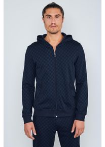 JOOP! Kapuzensweatjacke JOOP "Leisure", Herren, Gr. M, blau (navy), Steppware, Obermaterial: 95% Baumwolle, 4% Elasthan, 1% sonstige Fasern, Basic h&uuml;ftbedeckend, ohne Ausschnitt, angesetztes B&uuml;ndchen, Sweatjacken Kapuzensweatjacke, mit trendiger Kapuze