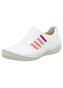 Slipper Rieker, Damen, Gr. 37, wei&szlig;, Lederimitat, kontrastfarbene Details, Schuhe Slipper, Slip-on Sneaker, Schlupfschuh, Halbschuh mit weicher Innnensohle