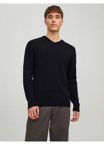 Jack & Jones V-Ausschnitt-Pullover JACK & JONES "JJEBASIC mit V-Ausschnitt, ideal f&uuml;r Herbst und Alltag", Damen, Gr. XS, schwarz, Obermaterial: 100% Baumwolle, unifarben, schmal, V-Ausschnitt, Pullover V-Ausschnitt-Pullover, unifarben, modisch, slim fit, Baumwolle, V-Ausschnitt, Topseller