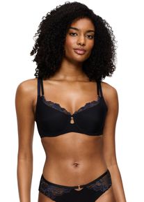 Minimizer-BH Triumph "Wild Gardenia Florale", Damen, Gr. 70, Cup E, schwarz, Microtouch, Obermaterial: 52% Lyocell, 25% Elasthan, 22% Polyamid, 1% Polyester, BHs Minimizer-BH, verkleinert die Brust optisch, weich, elegant und mit Spitze