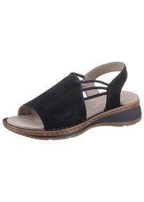 Riemchensandale Ara "HAWAII", Damen, Gr. 43, blau (dunkelblau), Veloursleder, Schuhe Riemchensandale, Sommerschuh, Sandalette, Keilabsatz, mit Stretch-B&auml;nder, G-Weite