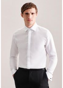 Smokinghemd Seidensticker "Slim", Herren, Gr. S (38), normale &Auml;rmell&auml;ngen, wei&szlig;, 100% Baumwolle, unifarben, slim fit, Umschlagmanschette, Hemden Smokinghemd, Slim 1/1 Kentkragen Uni