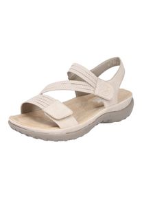 Riemchensandale Rieker, Damen, Gr. 41, beige, Nubuklederimitat, Schuhe Riemchensandale, Sommerschuh, Sandalette, Keilabsatz, mit Gummiz&uuml;gen, Topseller