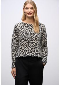 Rundhalspullover Street One, Damen, Gr. 40, soft beige, Strick, Obermaterial: 64% Polyamid, 23% Polyester, 13% Viskose, gemustert, regular fit normal, U-Boot-Ausschnitt, gerader Abschluss, Pullover Rundhalspullover, mit Muster