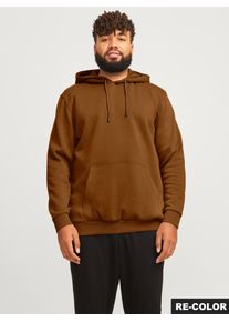Jack & Jones PlusSize Kapuzensweatshirt "JJEBRADLEY SWEAT HOOD NOOS PLS", Herren, Gr. 3XL, braun (monks robe), angeraute Sweatware, Obermaterial: 65% Polyester, 35% Baumwolle, JACK & JONES PLUSSIZE, unifarben, loose fit normal, Rundhals, Rippb&uuml;ndchen, Sweatshirts Kapuzensweatshirt, mit Rippb&uuml;ndchen