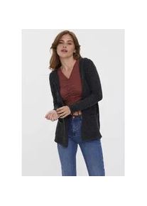 V&eacute;ro Moda Strickjacke VERO MODA "VMDOFFY LS OPEN HOOD CARDIGAN GA NOOS", Damen, Gr. XS, schwarz (schwarz melange), Strick, Obermaterial: 94% Polyester, 3% Elasthan, 3% Nylon, meliert, regular fit Po-bedeckend, Rundhals, Strickjacken Strickjacke