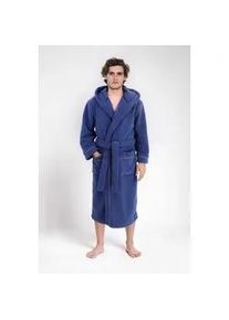 Unisex-Bademantel OTTO HOME "Lillou, ideal f&uuml;r Sauna & Spa, Hotelbademantel, Morgenmantel" Gr. S, blau (dunkelblau), L:120cm, Microfaser, Hausm&auml;ntel, kuschelig weicher Fleece, pl&uuml;sch, f&uuml;r Damen und Herren, XS-3XL