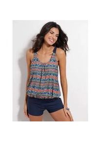 Tankini-Top, Damen, Gr. 48, Cup C, blau (marine, bunt, bedruckt), Elasthan, Polyamid, Bikini-Oberteile