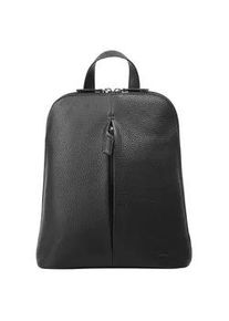 Cityrucksack Betty Barclay, Damen, Gr. B/H/T: 33cm x 24cm x 9cm, onesize, schwarz, Leder, Rindsleder, unifarben, Rucks&auml;cke Cityrucksack, echt Leder