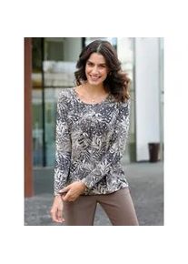 Print-Shirt Inspirationen "Shirt", Damen, Gr. 42, blau (marine, sand, bedruckt), 95% Viskose, 5% Elasthan, gemustert, mehrfarbig, Rundhals, Shirts