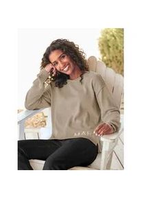 Strickpullover Heine "Pullover", Damen, Gr. 50, beige (sesam), 100% Baumwolle, gemustert, mehrfarbig, Pullover Strickpullover