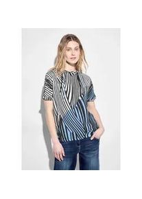 Kapuzenshirt Cecil, Damen, Gr. S (38), blau (universal blau), Stoff, Vorderteil: 100% Viskose; R&uuml;ckseite: 50% Modal, 50% Baumwolle, gestreift, gerade h&uuml;ftlang, ohne Ausschnitt, B&uuml;ndchen, Shirts Kapuzenshirt, mit Streifenmuster