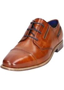 Schn&uuml;rschuh Bugatti, Herren, Gr. 42, braun (cognac used), Leder, Schuhe Schn&uuml;rschuh, Blockabsatz, Abendschuh, Festtagsschuh mit Stretcheins&auml;tzen