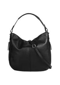 Shopper CLUTY, Damen, Gr. B/H/T: 34cm x 31cm x 9cm onesize, schwarz, Leder, leicht gl&auml;nzend, unifarben, Taschen Shopper, echt Leder, Made in Italy