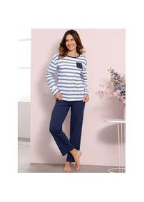 Schlafanzug, Damen, Gr. 40/42, blau (wei&szlig;, marine), 100% Baumwolle, Homewear-Sets Schlafanzug