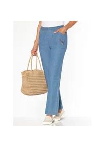 Bequeme Jeans Classic Basics, Damen, Gr. 56, Normalgr&ouml;&szlig;en, blau (blau, bleached), 100% Baumwolle, lang, Jeans