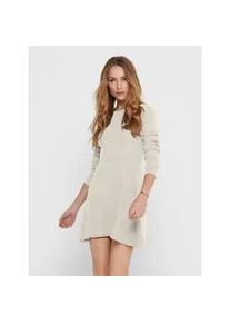 Strickkleid Only "ONLALMA L/S O-NECK DRESS KNT NOOS", Damen, Gr. M, N-Gr, wei&szlig;cap gray, Jersey, Obermaterial: 80% Viskose, 20% Nylon, unifarben, figurbetont Po-bedeckend, Rundhals, Kleider Strickkleid