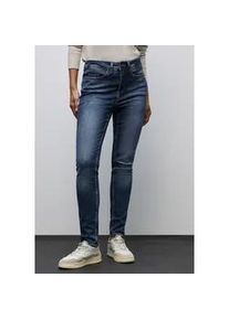 Slim-fit-Jeans Street One "Style York", Damen, Gr. 30, L&auml;nge 28, dunkelblau random, Denim/Jeans, Obermaterial: 89% Baumwolle, 8% Polyester, 3% Elasthan, unifarben, slim fit lang, Jeans Slim-fit-Jeans, mit Stretch, Topseller