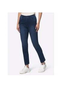Schlupfjeans Heine, Damen, Gr. 46, Normalgr&ouml;&szlig;en, blau (dunkelblau), 81% Baumwolle, 17% Polyester, 2% Elasthan, unifarben, lang, Jeans Schlupfjeans