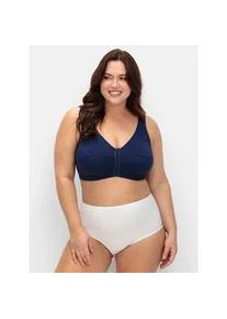 B&uuml;gelloser BH sheego, Damen, Gr. 110, Cup D, blau (marine), 90% Baumwolle, 6% Elasthan, 4% Polyamid, BHs