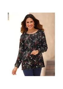 Longshirt Classic Basics "Longshirt", Damen, Gr. 42, rot (schwarz, kirsche, bedruckt), 100% Baumwolle, gebl&uuml;mt, gemustert, mehrfarbig, Rundhals, Shirts Longshirt