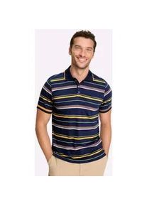 Kurzarmshirt Marco Donati "Kurzarm-Poloshirt", Damen, Gr. 48/50, dunkelblau, ocker, gestreift, 100% Baumwolle, gemustert, gestreift, Shirts