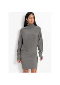 Strickkleid bonprix, Damen, Gr. 48/50 (XL), N-Gr, grau (grau meliert), Obermaterial: 50% Viskose, 26% Polyamid, 24% Polyester, schmal, Kleider Strickkleid, mit Rollkragen, aus Viskose, Polyamid und Polyester