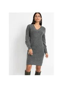 Strickkleid bonprix "Strickkleid", Damen, Gr. 52/54 (XXL), N-Gr, grau (anthrazit meliert), R&uuml;cken: 67% Polyacryl, 30% Polyester, 3% Elasthan. Vorderteil: 67% Polyacryl, 30% Polyester, 3% Elasthan. &Auml;rmel: 67% Polyacryl, 30% Polyester, 3% Elasthan, loose fit, Kleider Strickkleid, f&uuml;r besondere Anl&auml;sse, elastisches Material, Loose Fit