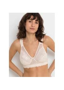 Minimizer-BH bonprix "Minimizer-BH ohne B&uuml;gel mit gepolsterten Tr&auml;gern", Damen, Gr. 100, Cup D, beige (puder), Obermaterial: 80% Polyamid, 20% Elasthan. Futter: 80% Polyamid, 20% Elasthan. Spitze: 85% Polyamid, 15% Elasthan, BHs Minimizer-BH, gepuderte Tr&auml;ger, ohne B&uuml;gel, mit Spitze