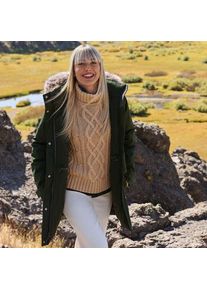 LANDS' END Zopfmuster-Rollkragenpullover DRIFTER, Damen,  Braun, Baumwolle, by Lands' End