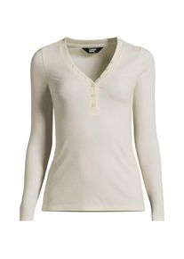 LANDS' END Flie&szlig;endes Doppeljersey-Henleyshirt, Damen,  Wei&szlig;, Elasthan/Polyester/Viskose, by Lands' End