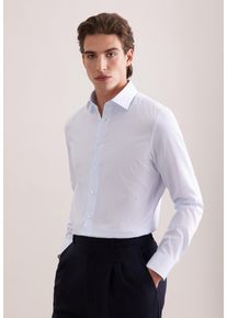 Businesshemd Seidensticker "Schwarze Rose", Herren, Gr. XL (43), normale &Auml;rmell&auml;ngen, blau, 100% Baumwolle, bedruckt, slim fit, 2-Knopf-Manschette, Hemden Businesshemd, Slim 1/1 Kentkragen Druck