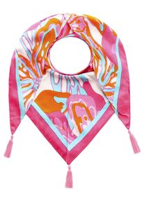 Modetuch Zwillingsherz "Big Flower", Damen, blau (t&uuml;rkis), Obermaterial: 100% Viskose, Modet&uuml;cher Modetuch, mit Tasseln und Blumenmuster