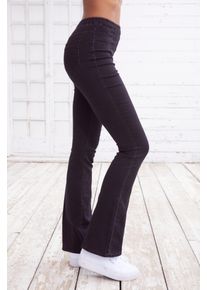 Jeggings Buffalo, Damen, Gr. 46, N-Gr, schwarz (schwarz, jeans), Strick, Obermaterial: 69% Baumwolle, 21% Polyester, 8% Viskose, 2% Elasthan, unifarben, Hosen Jeggings, mit ausgestelltem Bein, Topseller