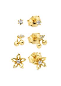 Ohrstecker-Set Firetti "Schmuck, Geschenk, Solit&auml;r-Optik, Kirschen-Optik, Bl&uuml;ten-Optik", gelbgoldfarben, kristallwei&szlig;, kristallwei&szlig;, Ohrringe, Damen, Silber 925 (Sterlingsilber), Ohrstecker-Set, mit Zirkonia (synth.)
