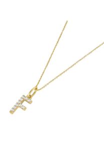 Kette mit Anh&auml;nger Luigi Merano "Kette Anh&auml;nger Buchstabe F mit Zirkonia, Gold 375", gold, Halsketten, Herren, Gelbgold 375, Kette mit Anh&auml;nger