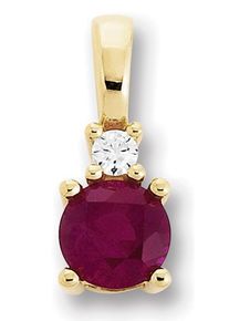 Kettenanh&auml;nger ONE ELEMENT "0.02 ct Diamant Brillant Rubin Anh&auml;nger aus 585 Gelbgold", gold, Schmuckanh&auml;nger, Damen, 0,02 P1 = bei 10-facher Vergr&ouml;&szlig;erung erkennbare Einschl&uuml;sse mit Brillant, Gelbgold 585, Kettenanh&auml;nger