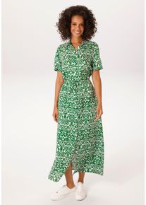 Sommerkleid Aniston CASUAL, Damen, Gr. 42, N-Gr, smaragdgr&uuml;n, wollwei&szlig;, Web, Obermaterial: 100% Viskose, bedruckt, gebl&uuml;mt, gemustert, figurumspielend lang, Kleider Sommerkleid, mit Ornamenten und grafischen Blumen bedruckt - NEUE KOLLEKTION