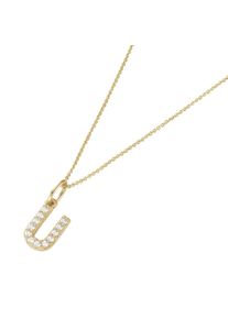 Kette mit Anh&auml;nger Luigi Merano "Kette Anh&auml;nger Buchstabe U mit Zirkonia, Gold 375", gold, Halsketten, Damen, Gelbgold 375, Kette mit Anh&auml;nger